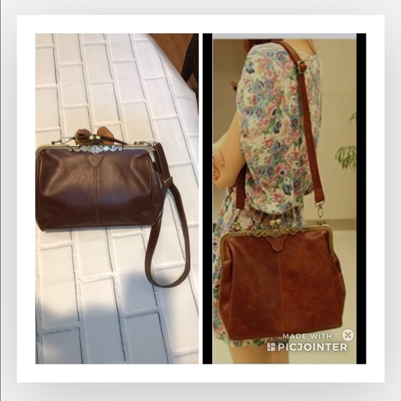 Handbags - Vintage brown vegan leather crosbody ONLY bag NWOT